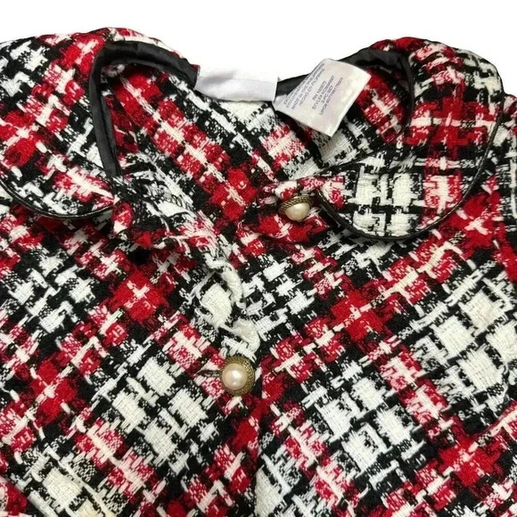 Blueberi Boulevard Girls Size 4 Red Plaid Coat Jacket - Picture 8 of 9